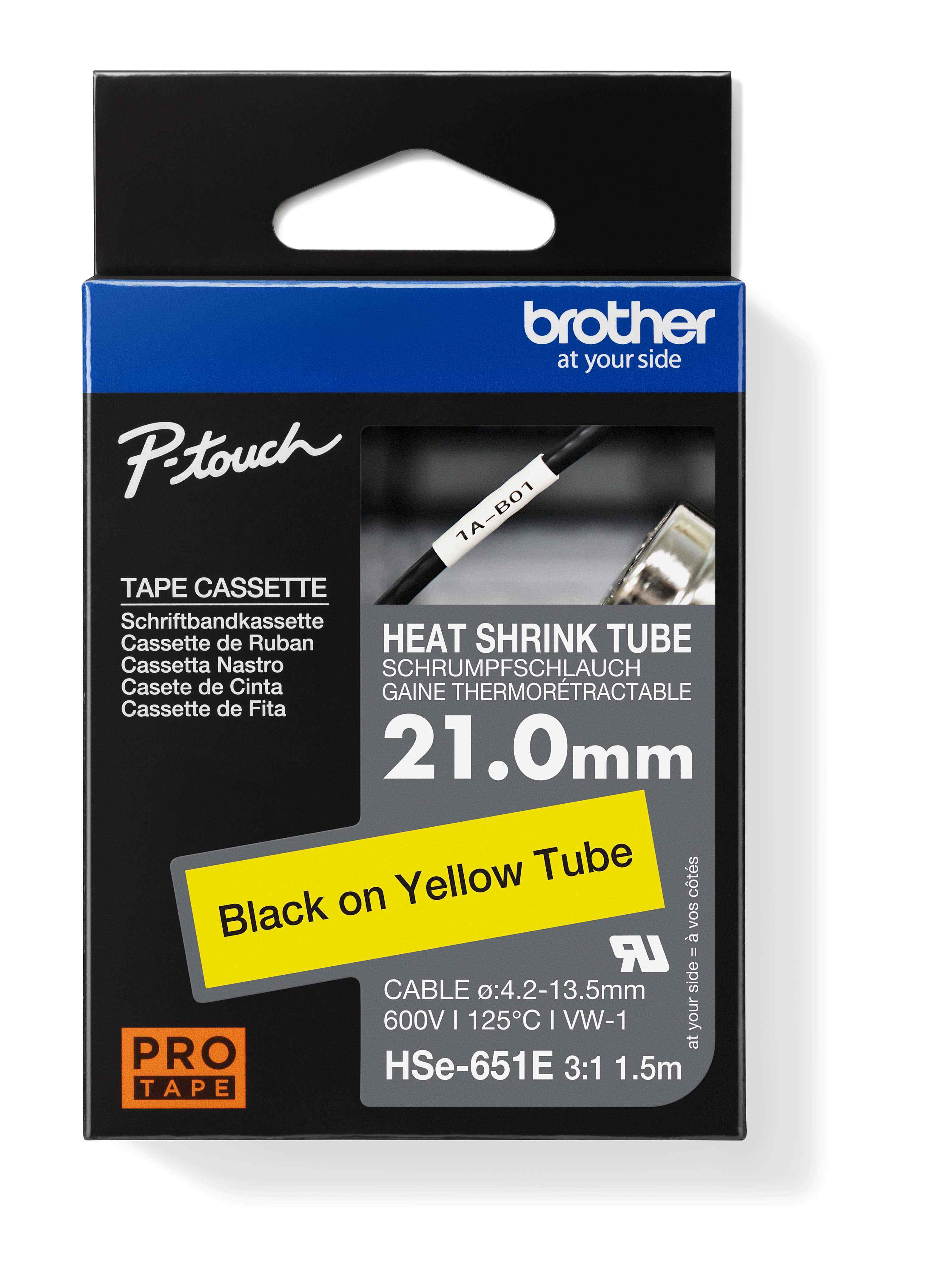 Brother - HSE-651E žlutá - originální bužírka šířka 21 mm
