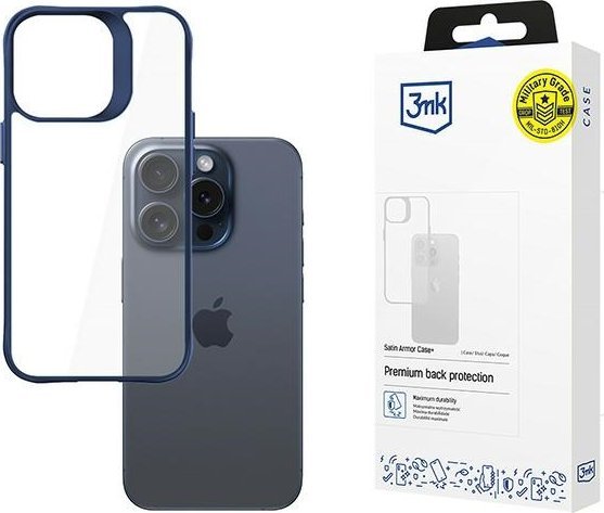 3mk Satin Armor Case+ Blue pro Apple iPhone 15 Pro