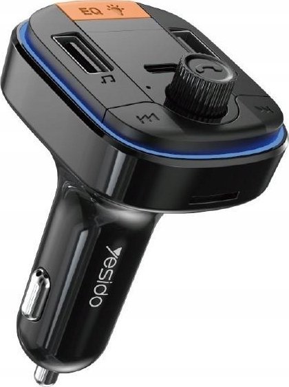 Yesido bluetooth adaptér yesido BT5.0 - FM vysílač Y45 43W LED USB-2xA+C + MicroSD, ČERNÁ / ČERNÁ