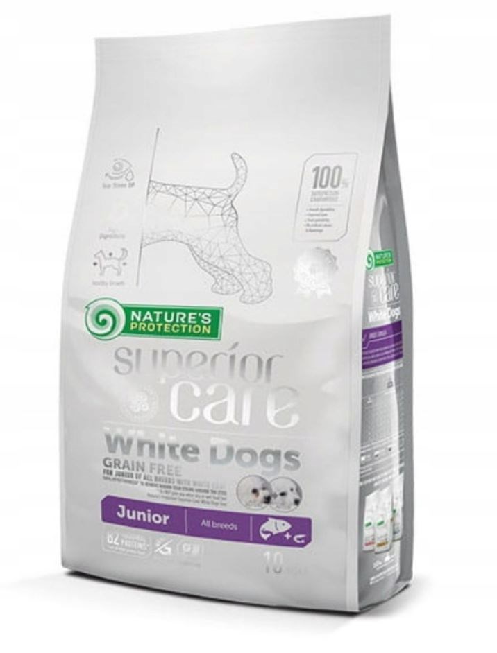 NATURE S PROTECTION Superior Care White Dogs Junior Losos bez obilovin - suché krmivo pro štěňata - 10 kg