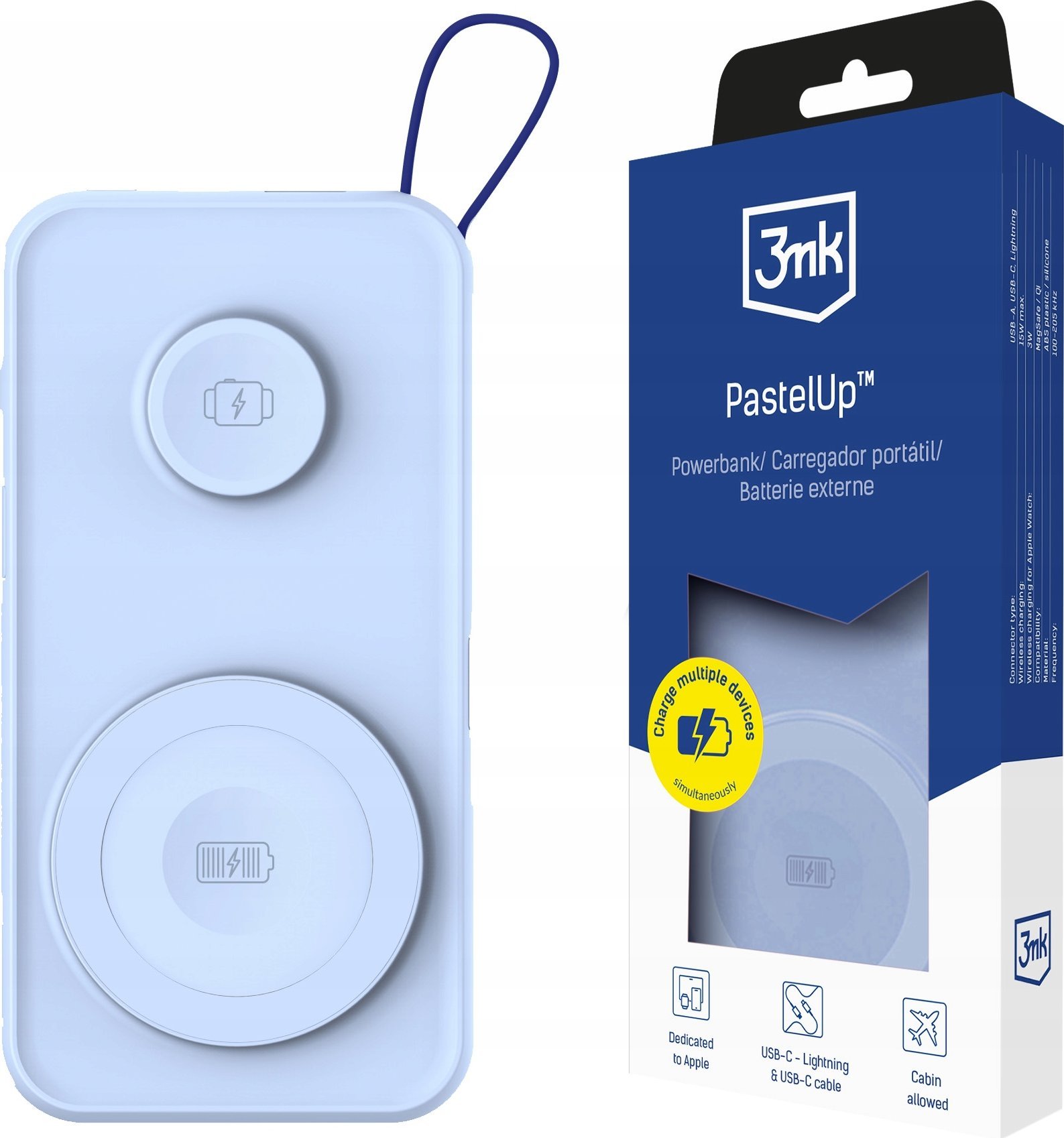 3mk PastelUp Powerbank 10,000mAh 22.5W USB 1A1C - Blue