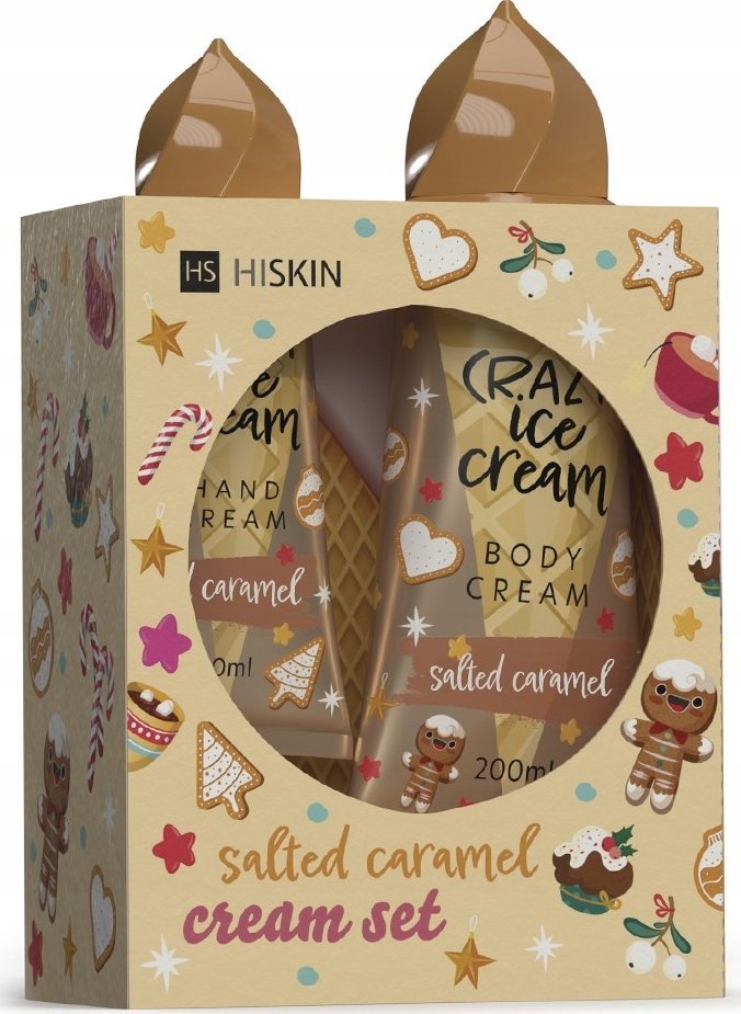 Alkotest HiSkin HISKIN_SET Crazy Ice Cream krém na ruce se slaným karamelem 60ml + tělový krém se slaným karamelem 200ml