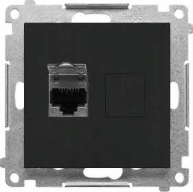 Kontakt-Simon Počítačová zásuvka RJ45 Kontakt-Simon 55 T61.01/149 jednoduchá kategorie 6, s krytem proti prachu, modul matně černý