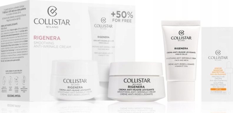 Collistar COLLISTAR SET (RIGENERA VYHLAZUJÍCÍ KRÉM PROTI VRÁSKÁM 50ml+ VYHLADZUJÍCÍ KRÉM PROTI VRÁSKÁM NA OBLIČEJ A KRÉM 25ml)
