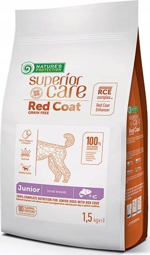 NATURE S PROTECTION Superior Care Red Coat Free Junior Small Salmon with Krill - suché krmivo pro štěňata - 1,5 kg
