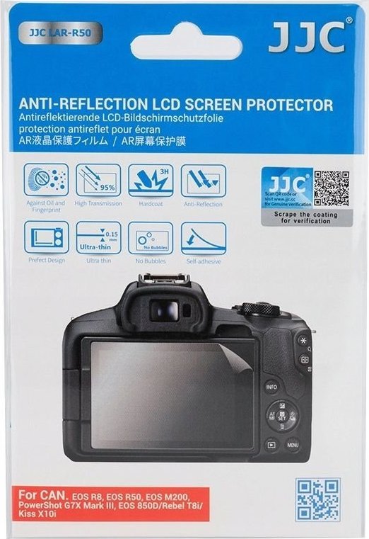 JJC Ochranná fólie na LCD displej pro Canon EOS R8 R50 850D M200 Kiss X10i T8i G7X Mk III / LAR-R50