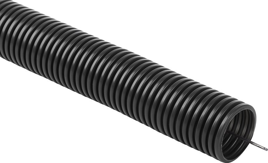 Flexibilní vlnitá instalační trubka, PVC trubka, UV, 320N s pilotem 50/43 25m