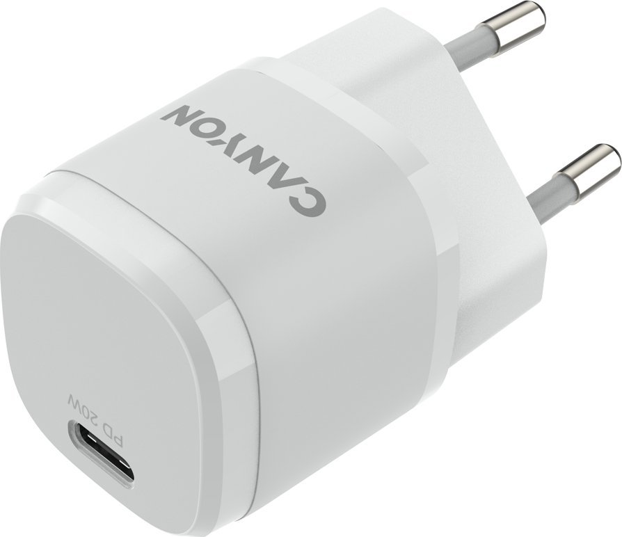 CANYON nabíječka do sítě H-20-05, 1x USB-C PD 20W, bílá