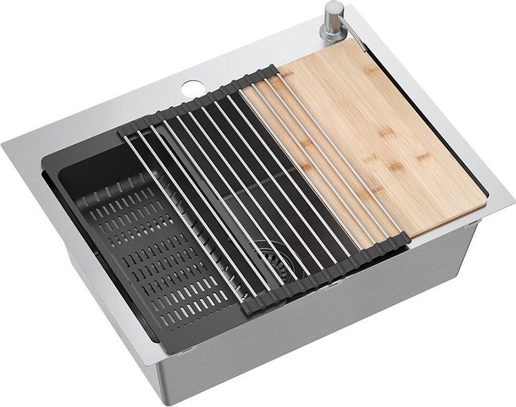 Quadron dřez Ocelový dřez LUKE 110 WORKSTATION Kartáčovaný nikl