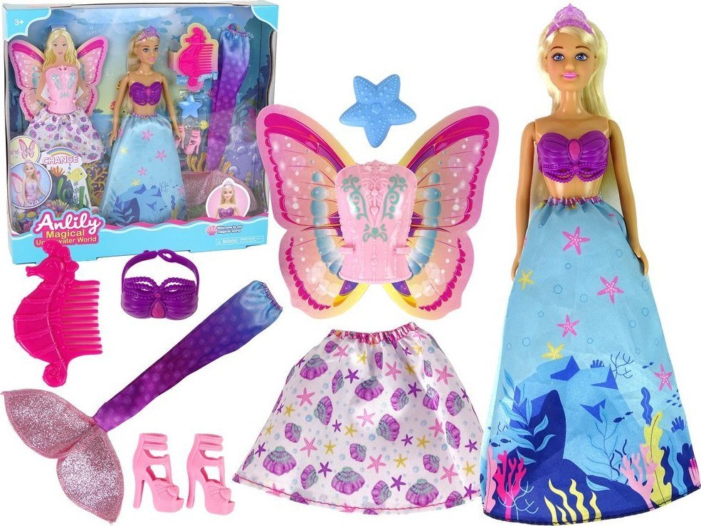 LeanToys Anlily panenka Mořská panna Víla princezna Mořský svět