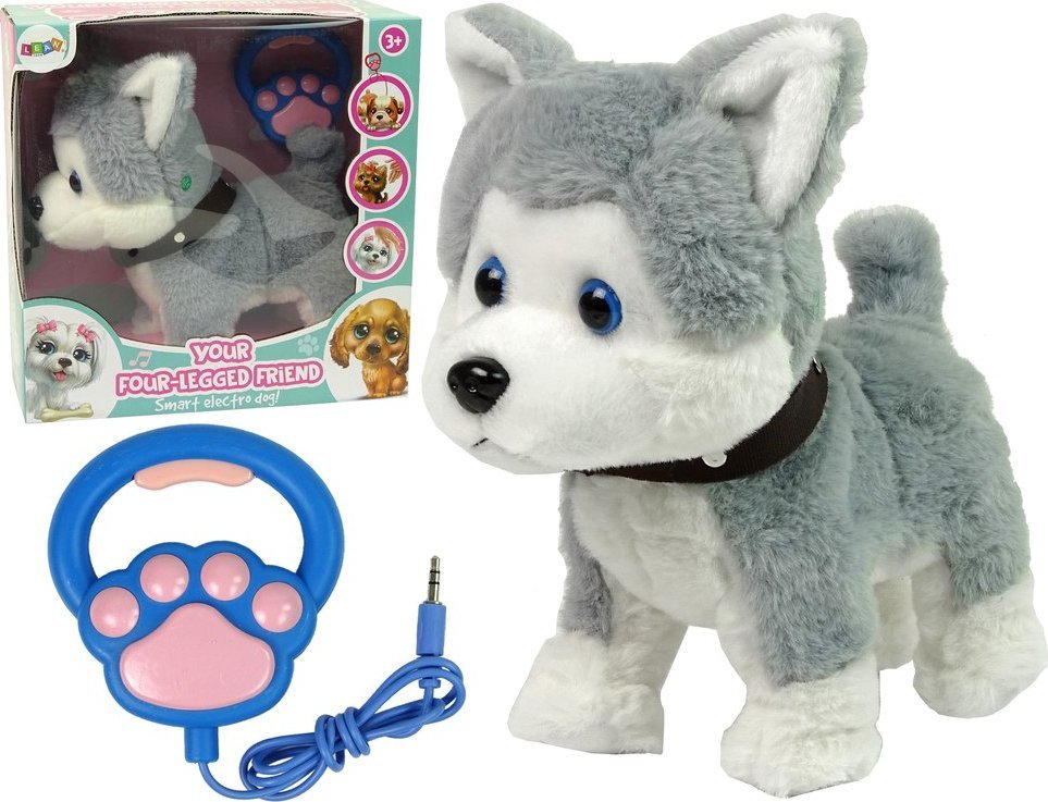 LeanToys Plyšový pes Husky Interaktivní vzdělávací vodítko Písničky Procházky