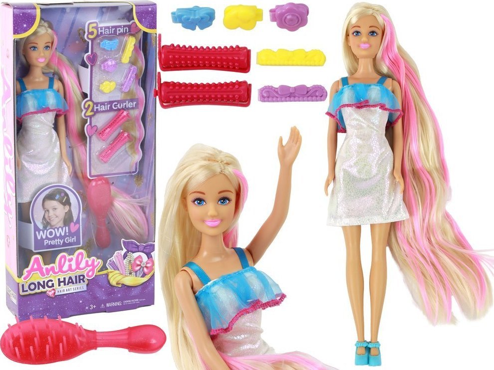 LeanToys Účes pro panenky Anlily s dlouhými blond vlasy