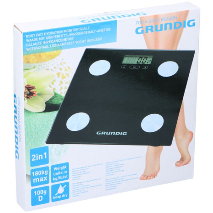 Hmotnost koupelny grundig grundig - elektronická měřítko koupelny, analýza tělesné hmotnosti, BMI, až 180 kg