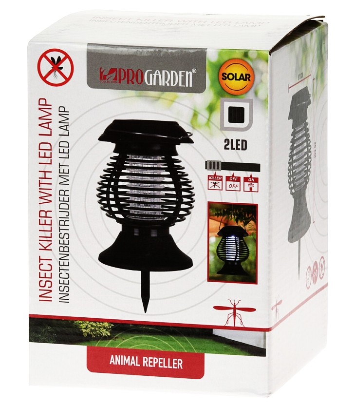PROGARDEN Lapač hmyzu UV solární lampa 2v1 26 cm KO-DX9500800
