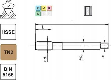 Fanar THREAD G 1/8 DIN-5156B HSSE TIN 800X