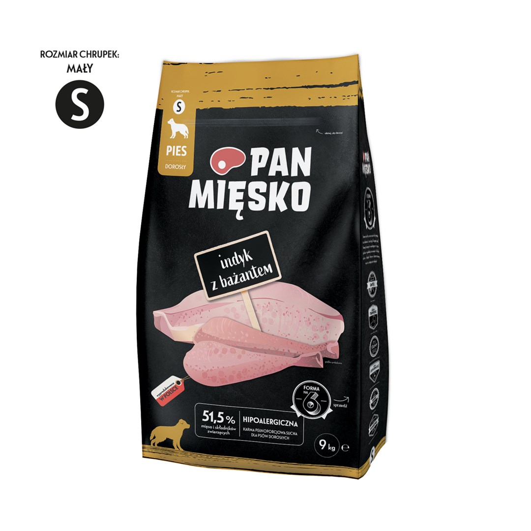 PÁN MIESKO Králik s bažantom S - suché mäso pre psov - 9 kg