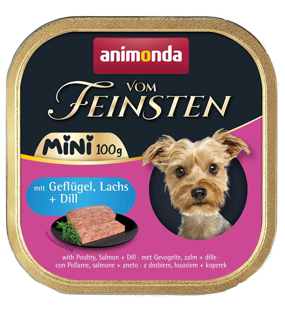 ANIMONDA Vom Feinsten Adult Mini Poultry, salmon and dill - mokré krmivo pro psy - 100g