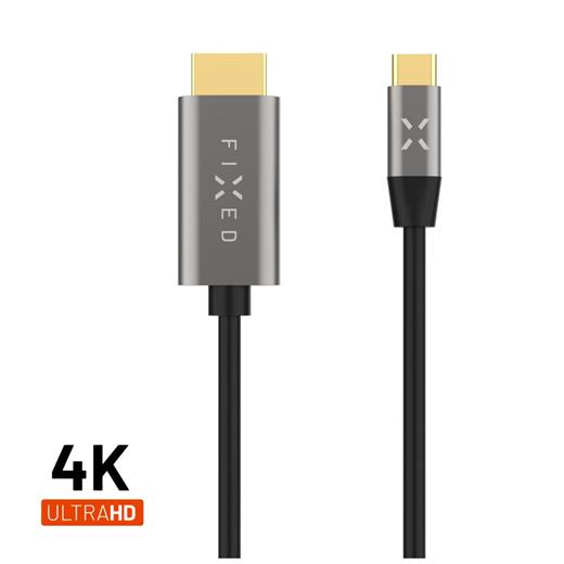 Kabel FIXED s konektory USB-C/HDMI, USB-C 3.1 Gen 2 18Gbps, HDMI 2.0 4K60Hz, 2m, šedý