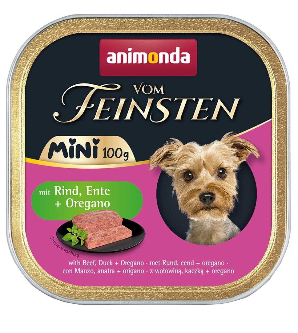 ANIMONDA Vom Feinsten Adult Mini Beef, duck and oregano - mokré krmivo pro psy - 100g