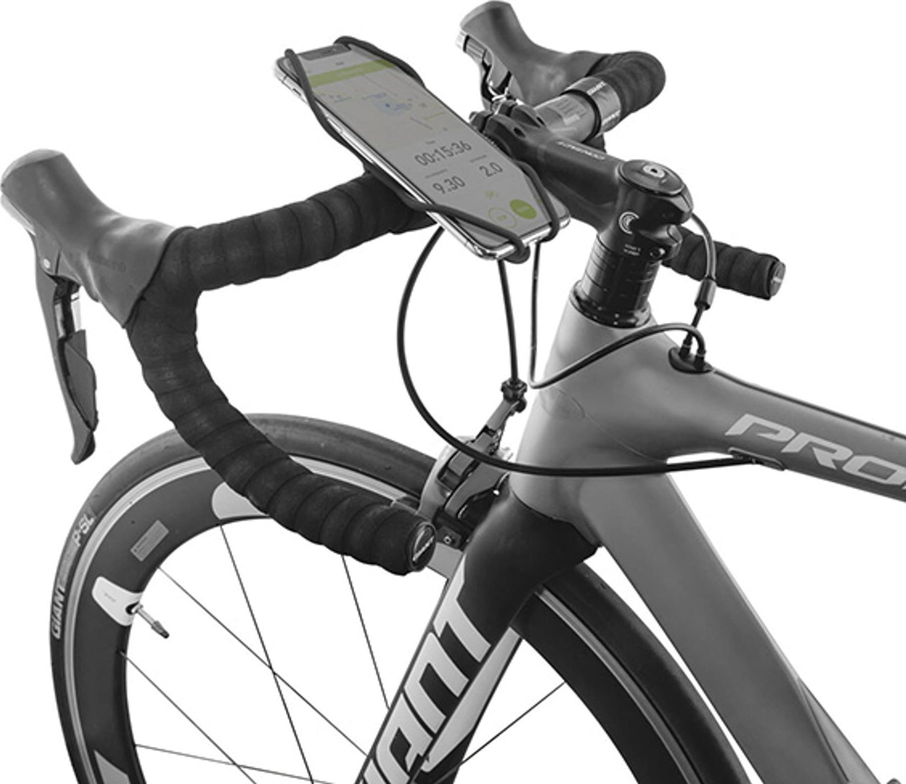 Bone Bike Tie 3 držiak na mobil, na bicykel, nastaviteľná veľkosť, čierny, 4,7-7,2", silikón, pripevnený na riadidlá, čierny