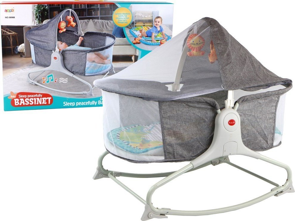 Dětská podložka LeanToys Multifunkční postel Rocker 2v1 Sounds Vibrations Grey