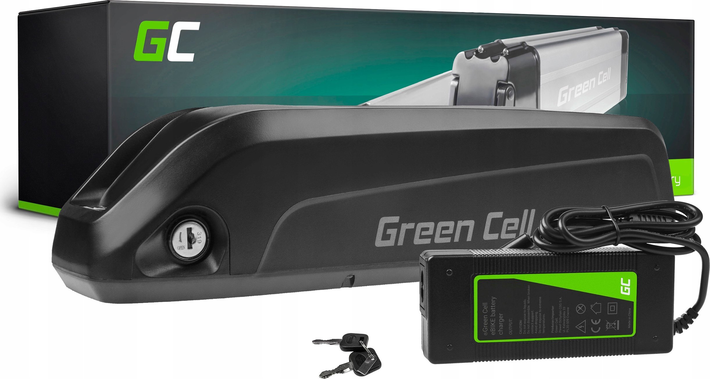 Elektrické kolo Green Cell Green Cell - baterie pro elektrokola s nabíječkou 36V 10,4Ah 374Wh Li-Ion 5,5x2,1mm