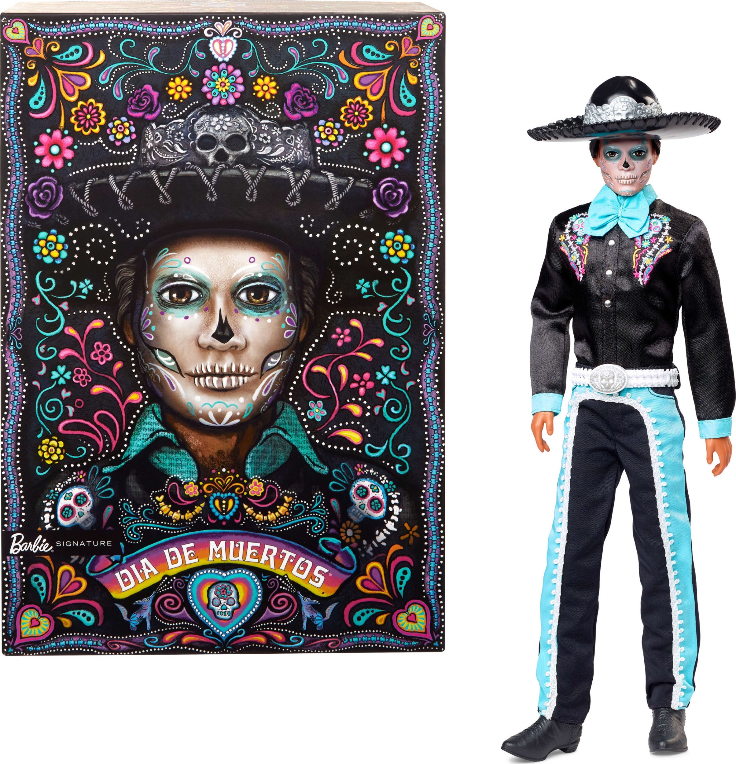 Mattel Barbie Signature Día de Muertos 2024 - panenka Ken v černém obleku s kloboukem