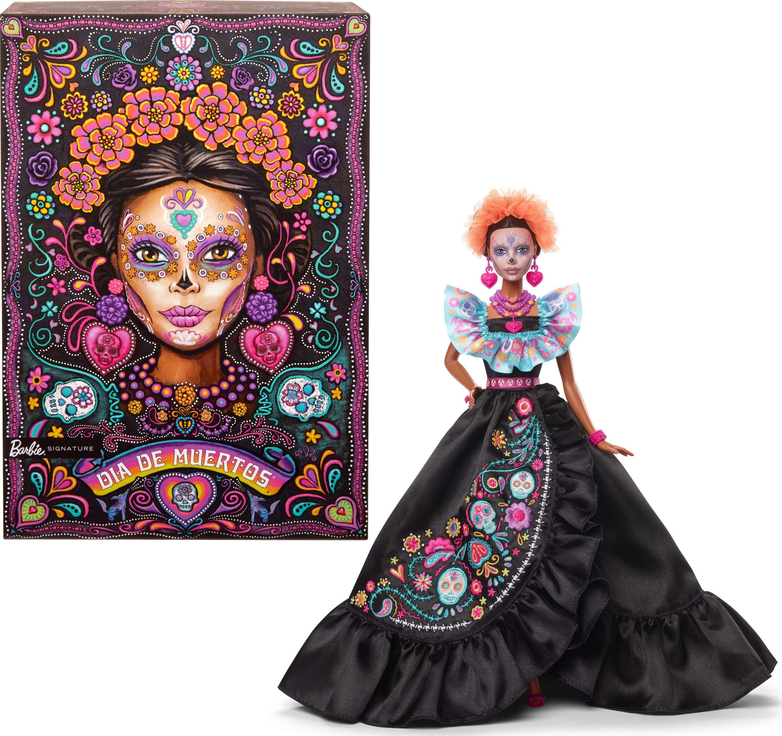 Mattel Barbie Signature Día de Muertos 2024 – sběratelská panenka v nařasených černých šatech