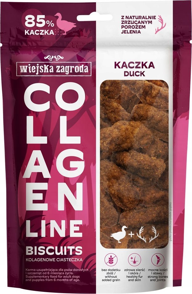 WIEJSKA ZAGRODA Collagen Line Collagen cookies Duck - pamlsek pro psa - 90g