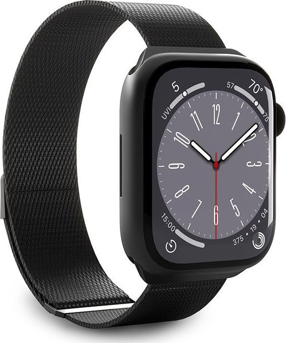 Magnetický pásek Puro Puro Milanese – řemínek z nerezové oceli pro Apple Watch 42/44/45/49 mm (černý)