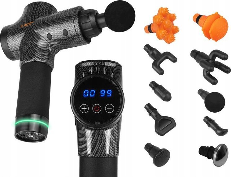 LTC Massager MASSAGER Masážní pistole LTC s 10 hroty, sada černá/uhlíková