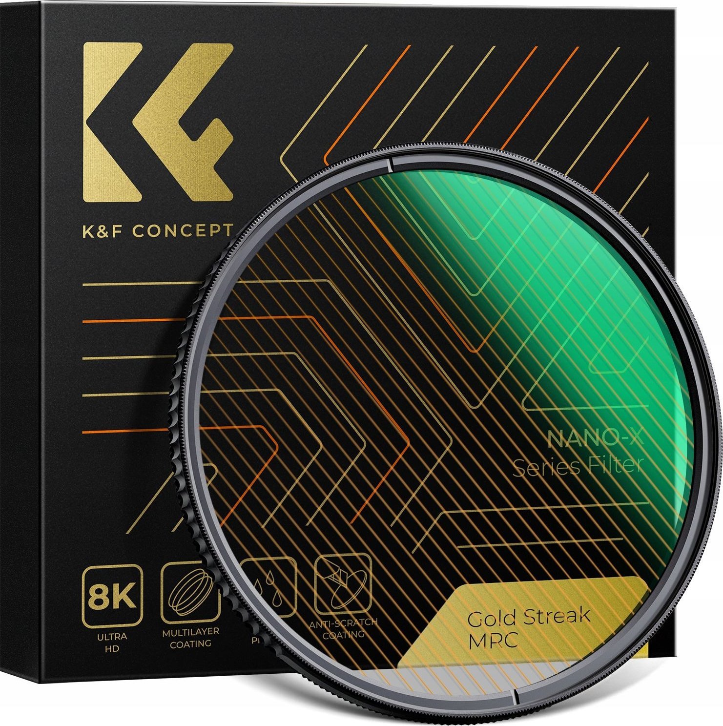 Kf filtr Gold Streak Anamorfní filtr Gold Flares Streaks K&f Nano-x Mrc 52 mm 52mm / Kf01.2104