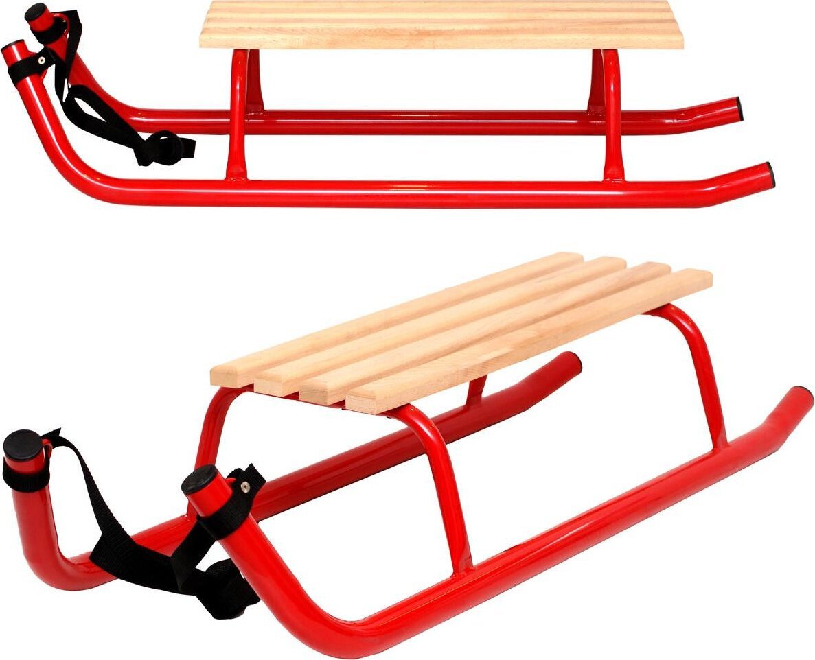 Rekreační kovové saně Enero Winter pro 2 osoby vyztužené červené
