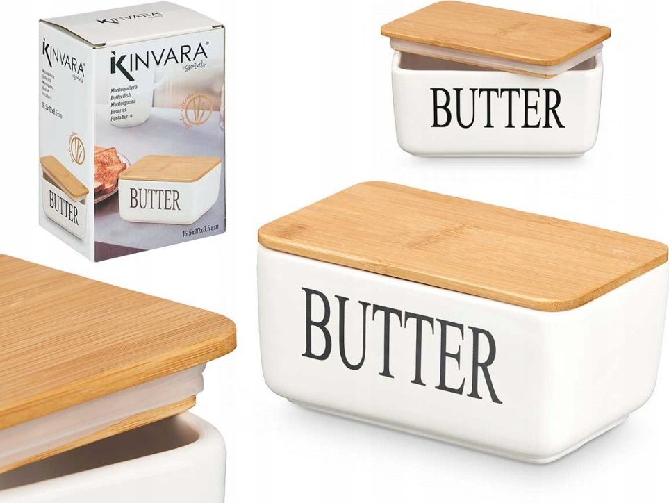 Kinvara Máslová miska Keramická máslová miska s nápisem MÁSLO, 10 x 16,5 x 8,5 cm