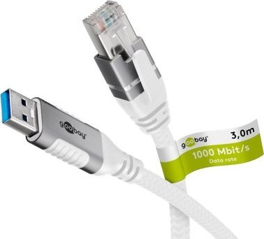 goobay Ethernetový kabel USB-A 3.2 Gen1 samec > RJ-45 samec, LAN adaptér