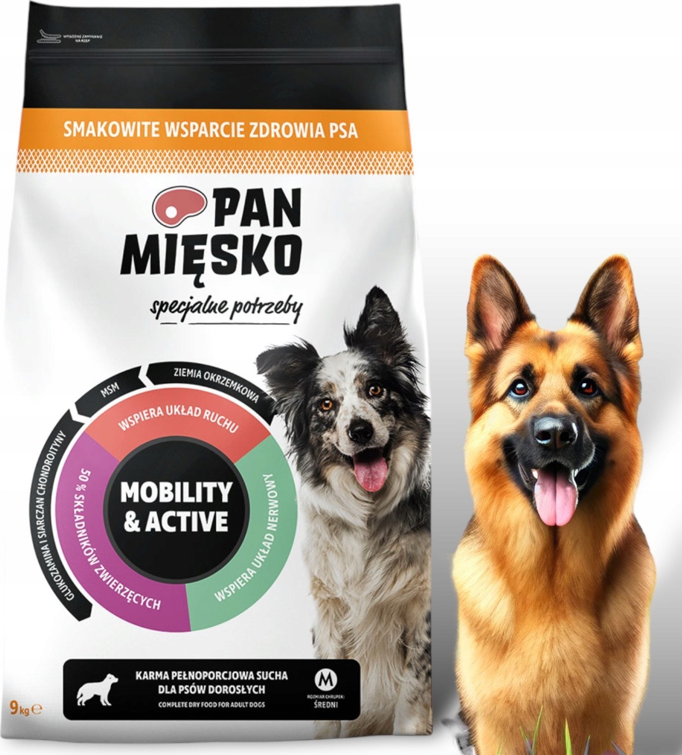 PÁN MIESKO Špeciálne potreby Mobility & Active - sušené mlieko pre psov - 9kg