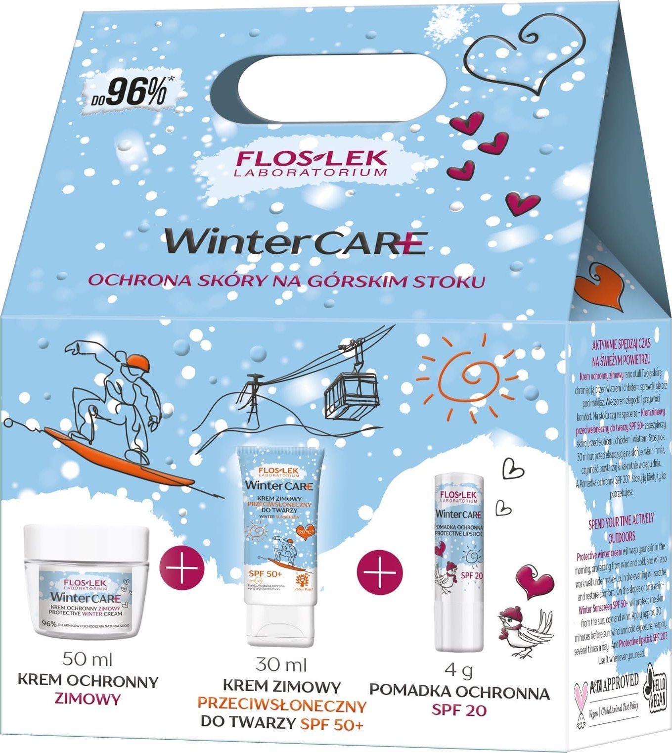 Floslek Dárková sada FLOSLEK pro zimní péči (zimní opalovací krém 30 ml + ochranný krém 50 ml + ochranný balzám na rty SPF 20 4 g)