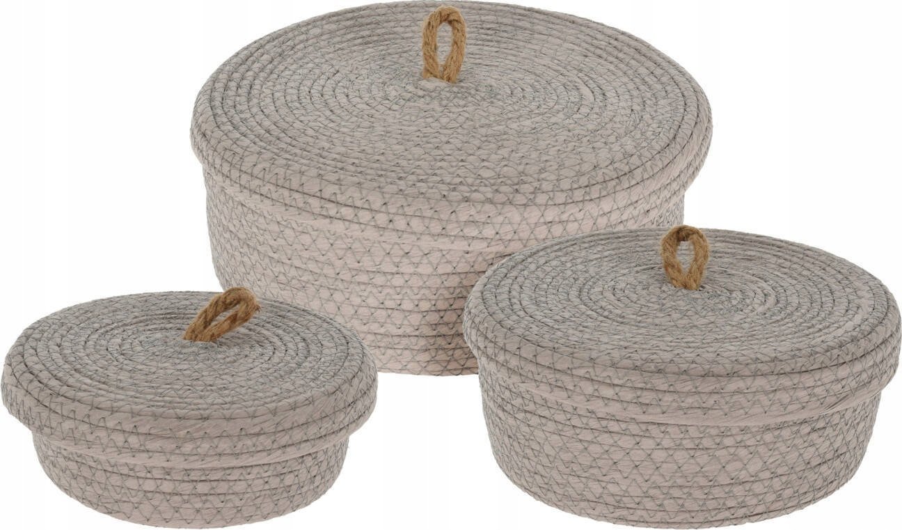 Dekorativní úložné koše kolekce Home Styling, jutové víko, 3 balení