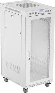 Lanberg 19palcová 27U 600x800 stojanová racková skříň s perforovanými dveřmi, LCD, šedá (ploché balení)
