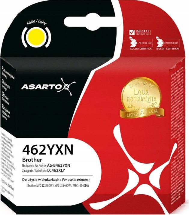 Asarto Inkoust Inkoust Asarto pro Brother 462YXN | LC462XLY | 1500 stran | žlutý