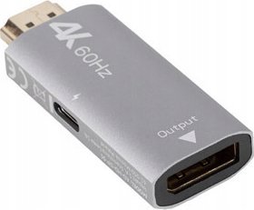 Lanberg Stříbrný adaptér HDMI(M)-Displayport(F)4K