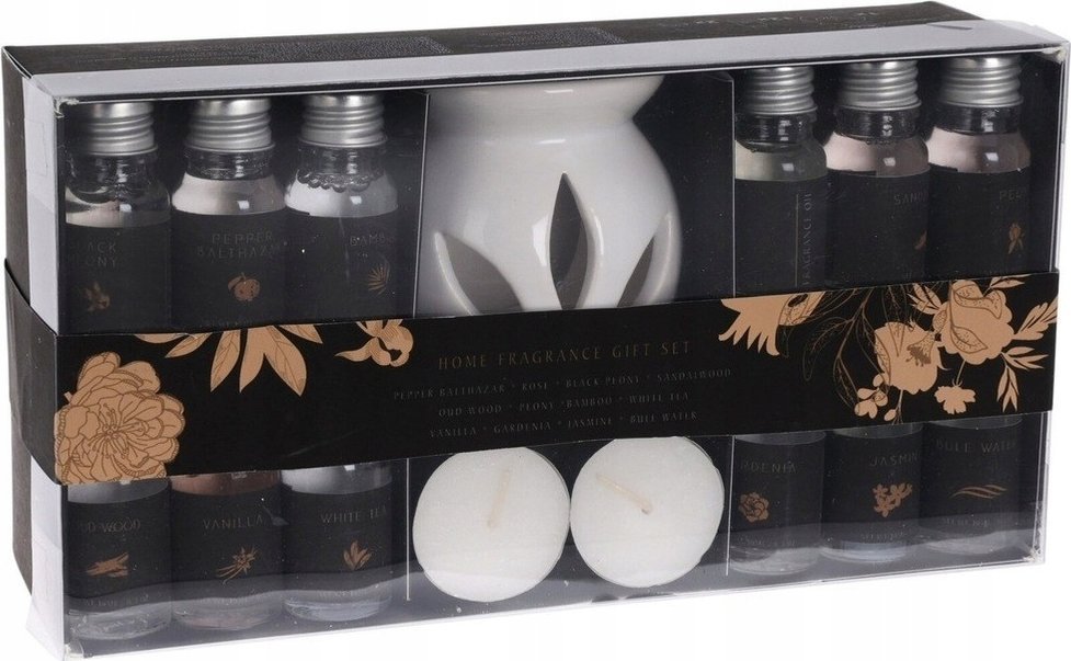 Home Styling Collection Kolekce pro domácí styling Keramický aromaterapeutický kahan s 15 vůněmi a 2 čajovými svíčkami