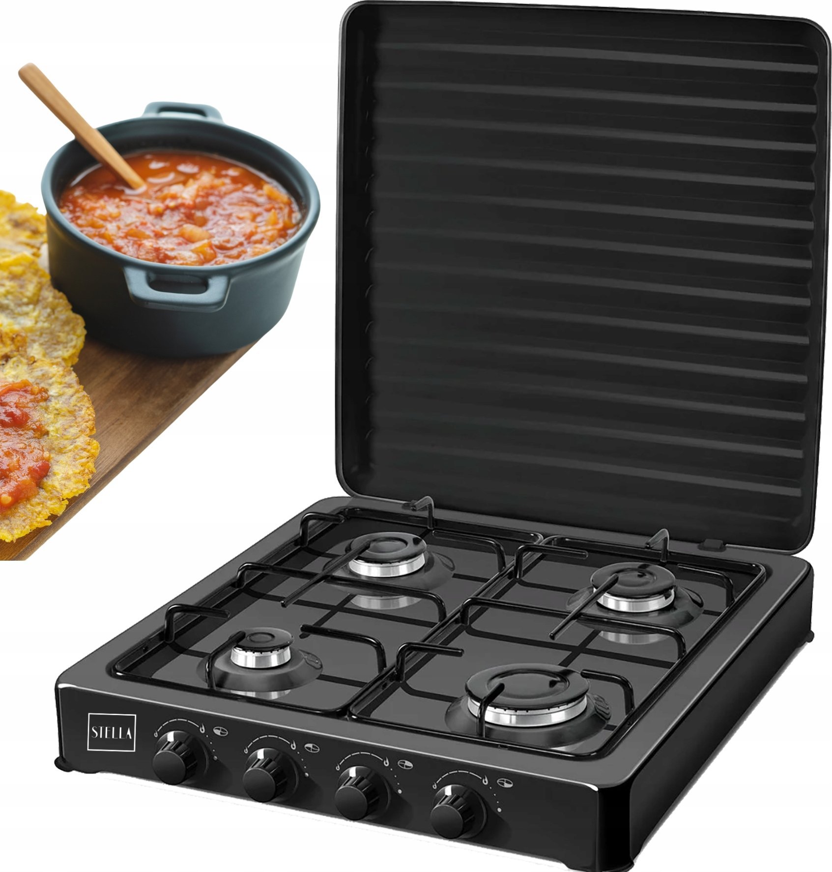 Sporák Stella PLYNOVÝ VARNÁŘ STELLA STKGC-04 4 HOŘÁK ČERNÝ
