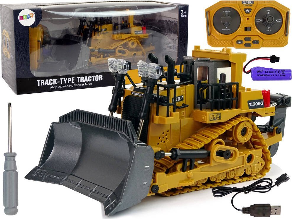 LeanToys Dálkově ovládaný buldozer 2,4 G Pohyblivá lopata na dálkové ovládání LEAN Toys