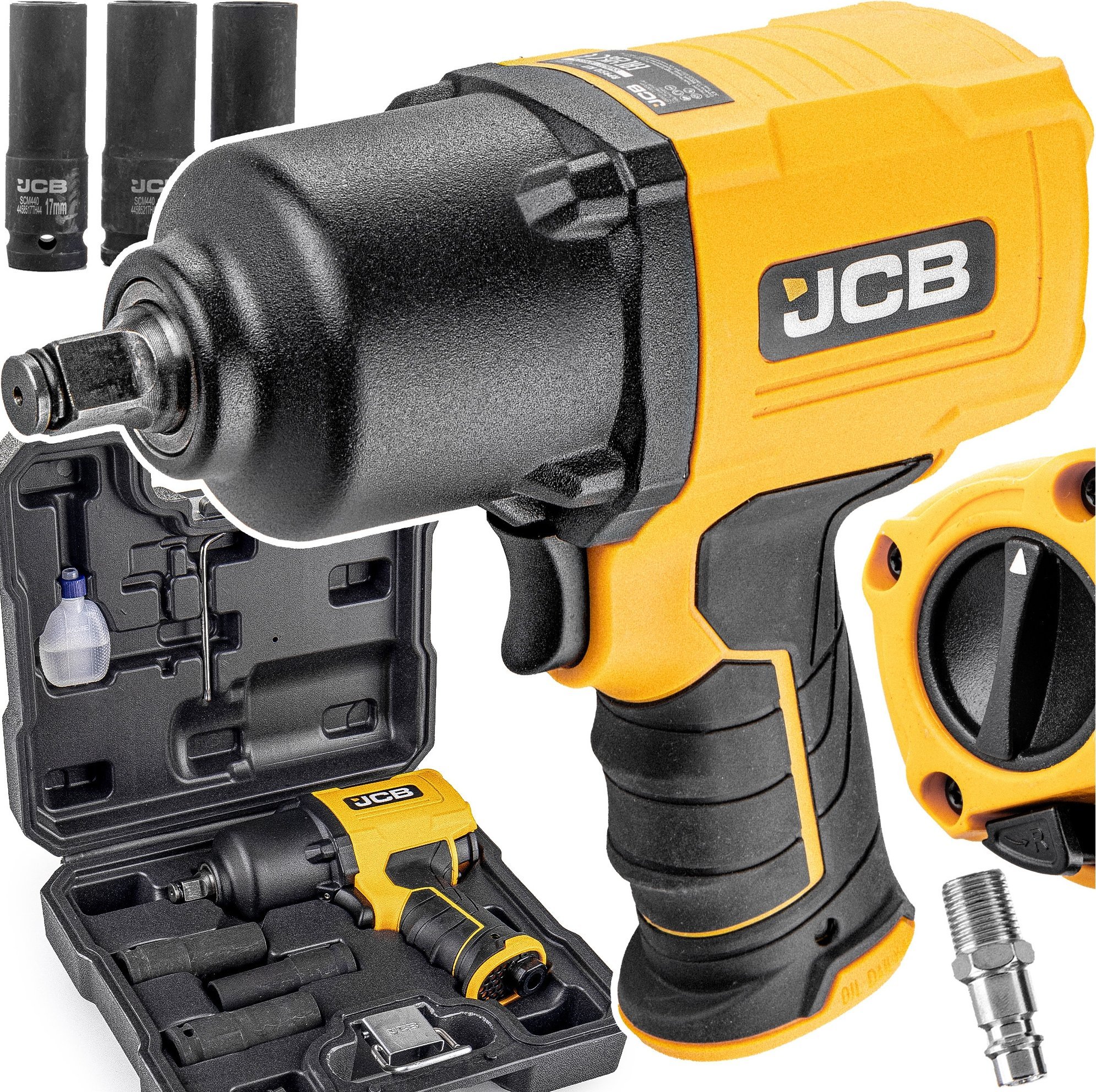 Sourcing rázových utahováků JCB PNEUMATICKÝ UKÁČEK 1/2  1450Nm + NÁSTRČKY