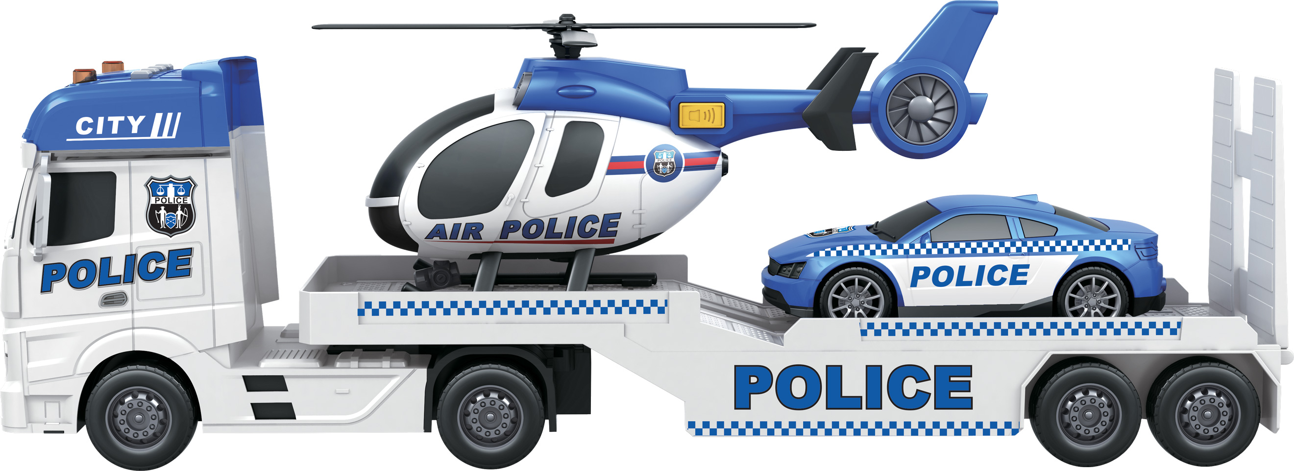 1:12 Policejní tahač s vrtulníkem a autem