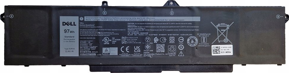Dell Popis paměti pro notebooky BATERIE, PRI, 97 WHR, 6 C, LITH, B