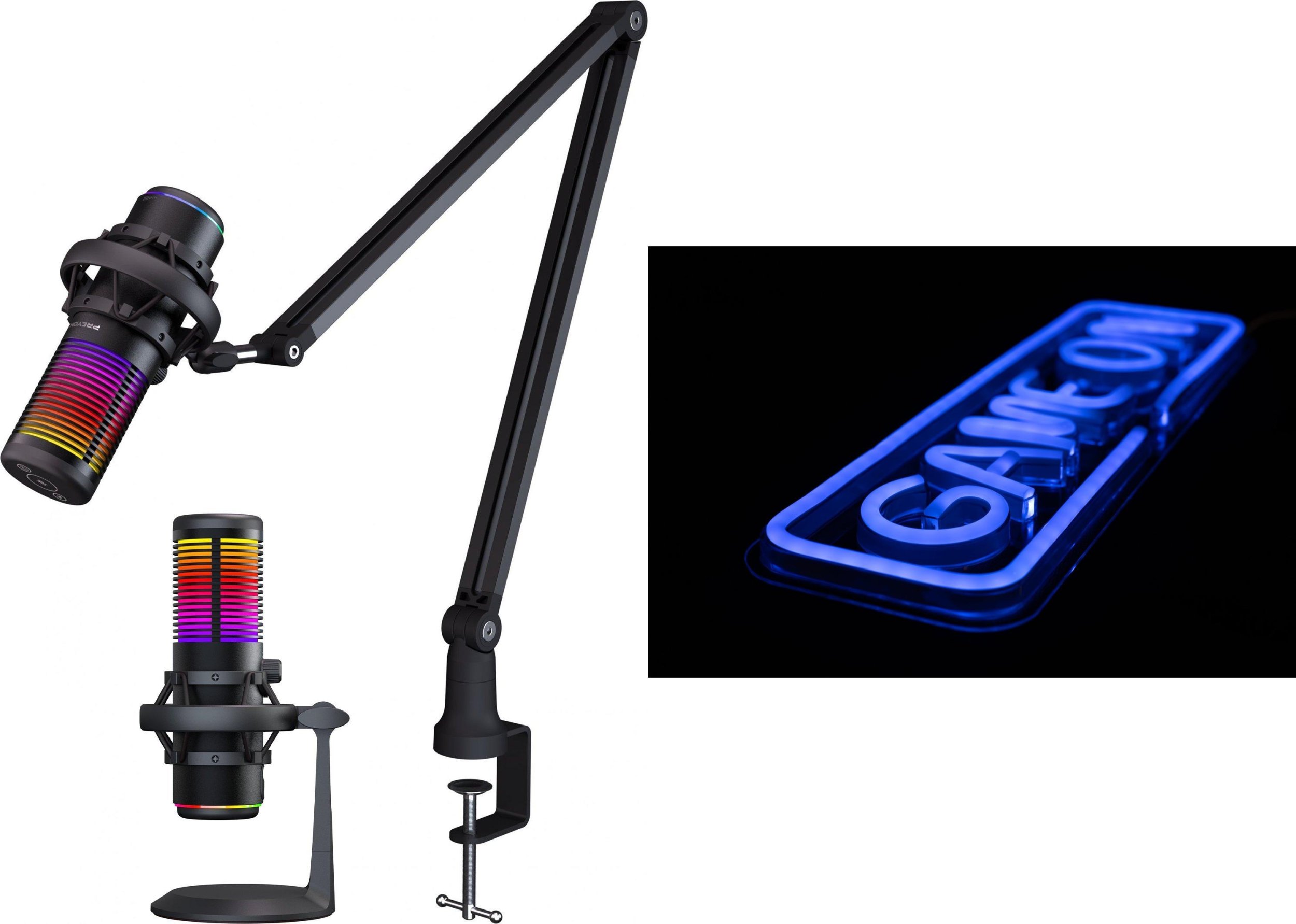 Mikrofon PREYON Osprey Scream Microphone (POS43B) + GAME ON Blue Eye Bait Wall Neon (PPEB28WD)