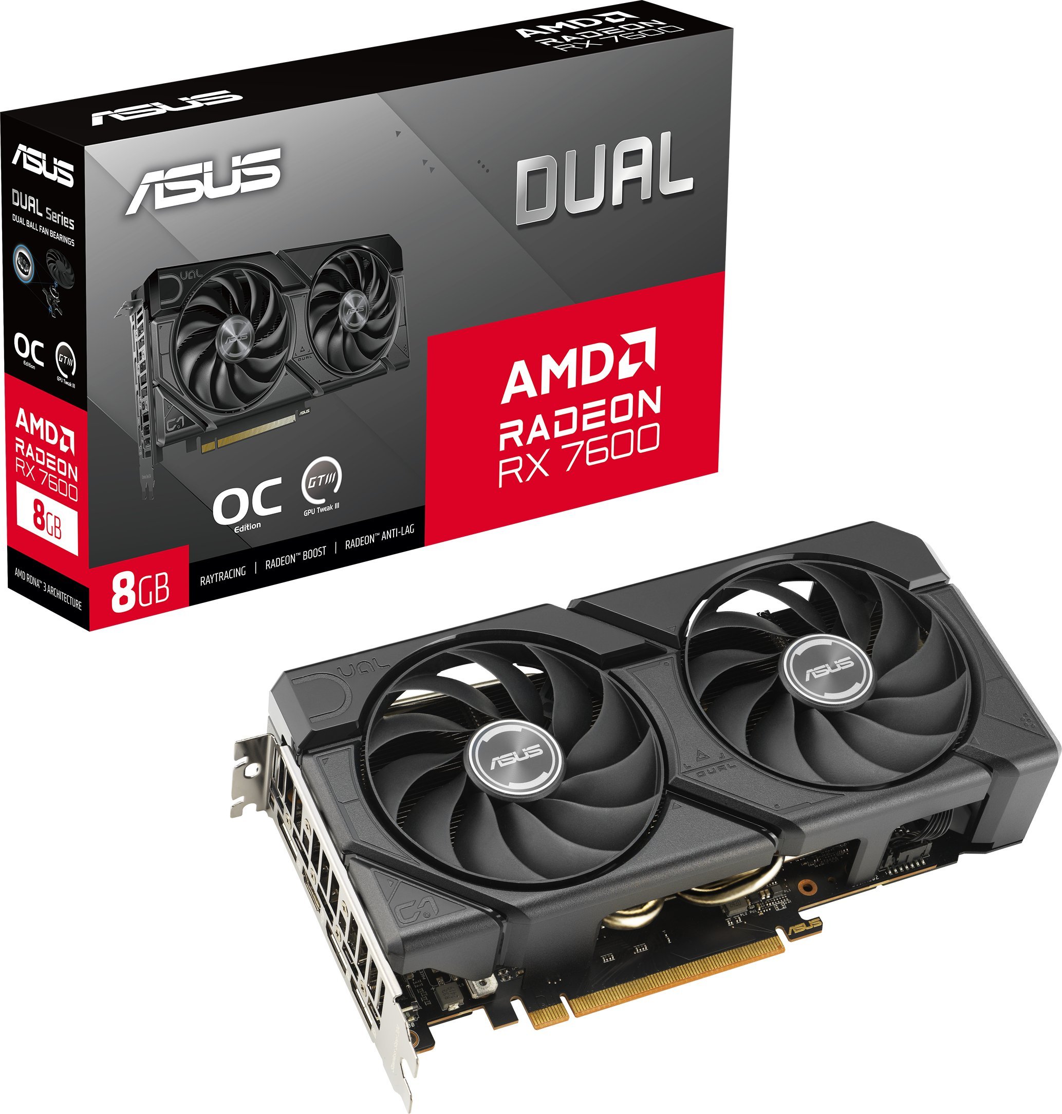 ASUS Dual -RX7600-O8G-EVO AMD Radeon RX 7600 8 GB GDDR6