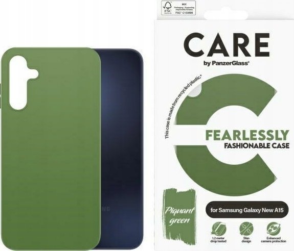 CARE by PanzerGlass - Zadní kryt pro mobilní telefon - termoplastický polyuretan (TPU) - zelená - pro Samsung Galaxy A15, A15 5G